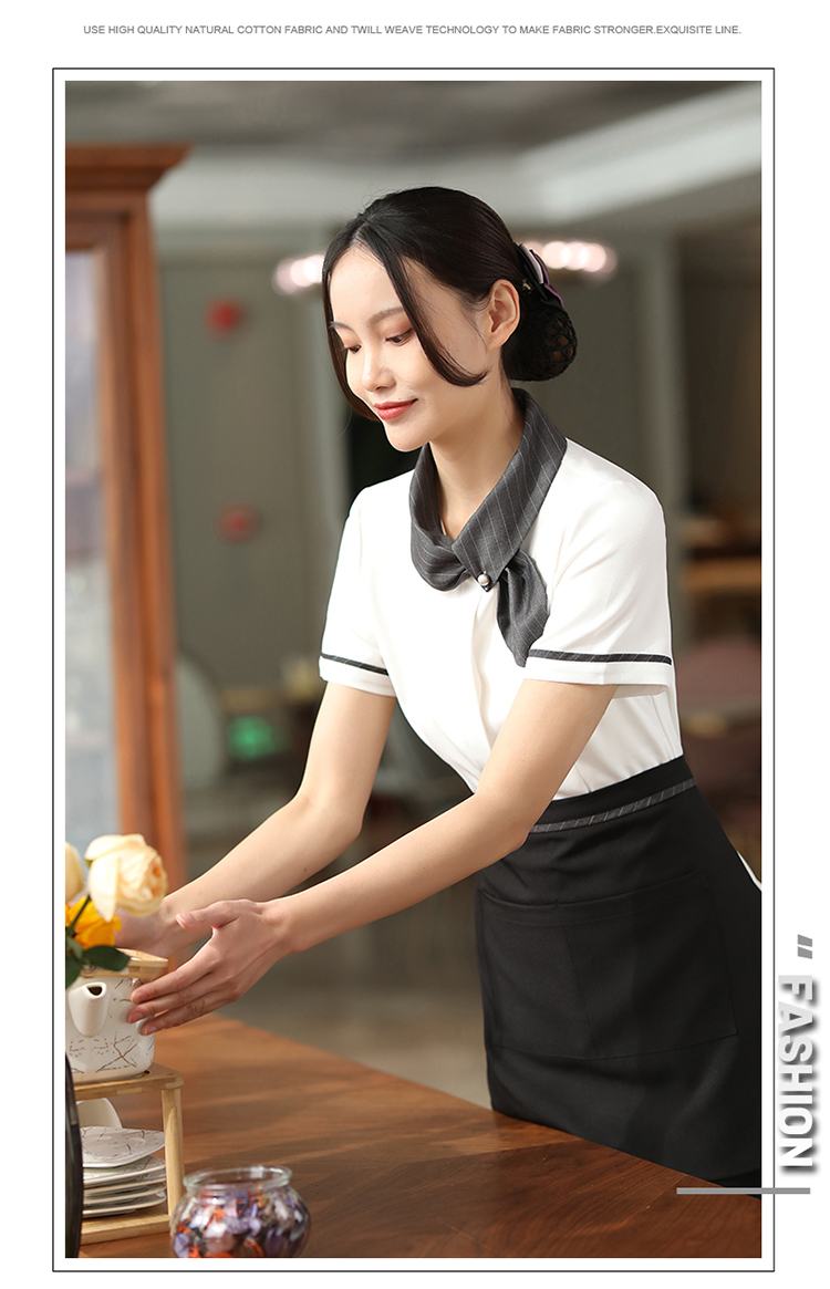 Rabbit collar waiter work clothes apron H02-22LY011-015