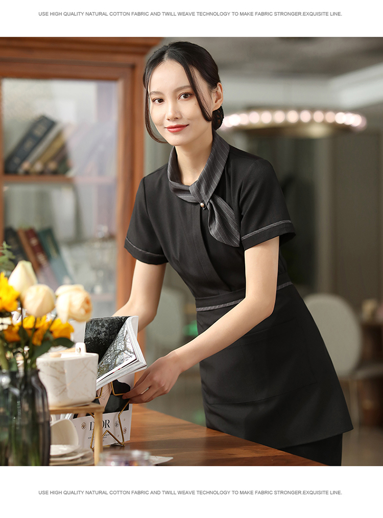 Rabbit collar waiter work clothes apron H02-22LY011-015