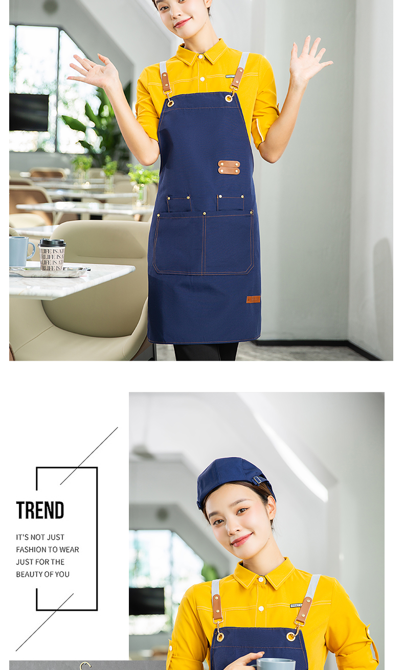 Net celebrity canvas waterproof and dirt-resistant adjustable shoulder apron H20-A21-1932