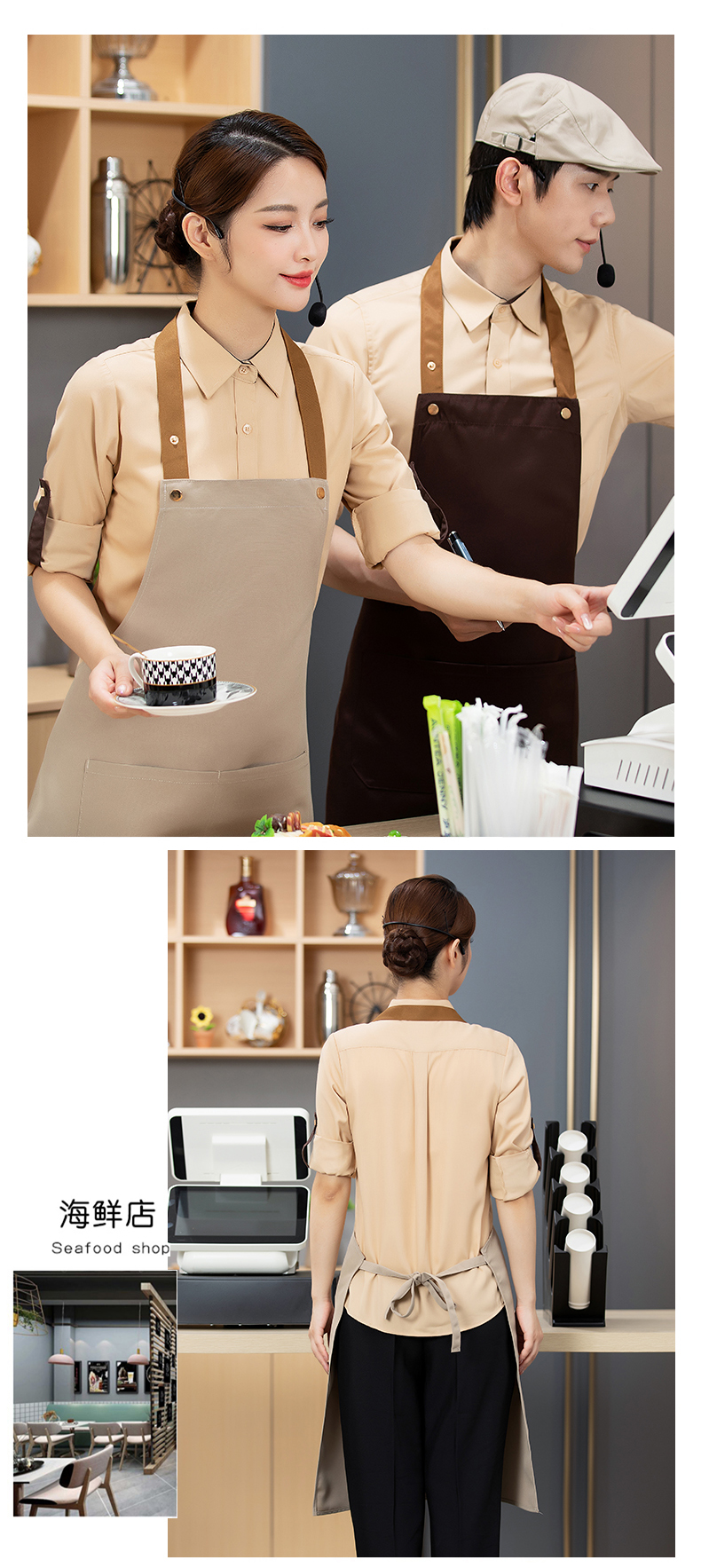 Canvas waterproof halter neck apron H27-01