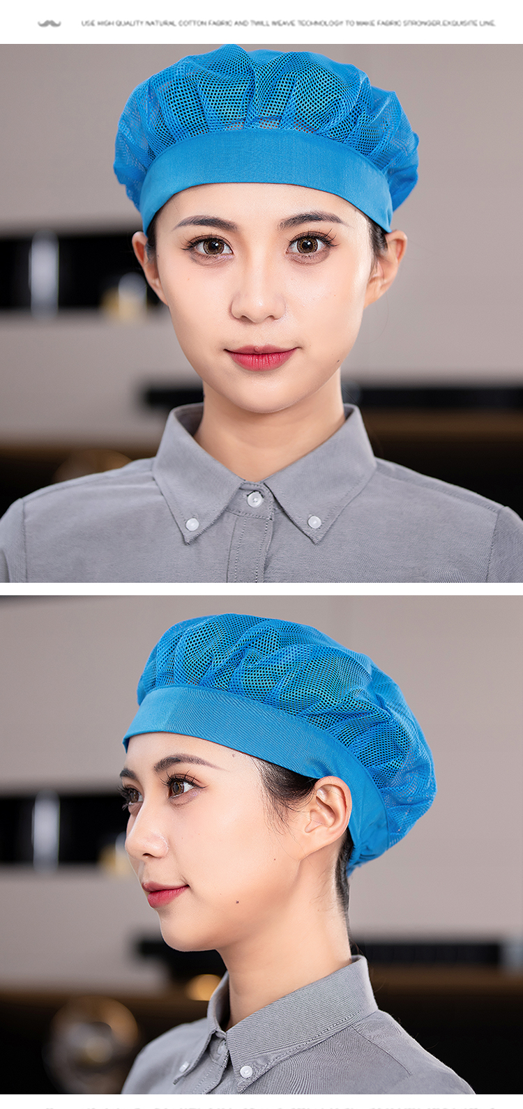 Polyester Korean style wide brim full mesh work cap N01-828-834