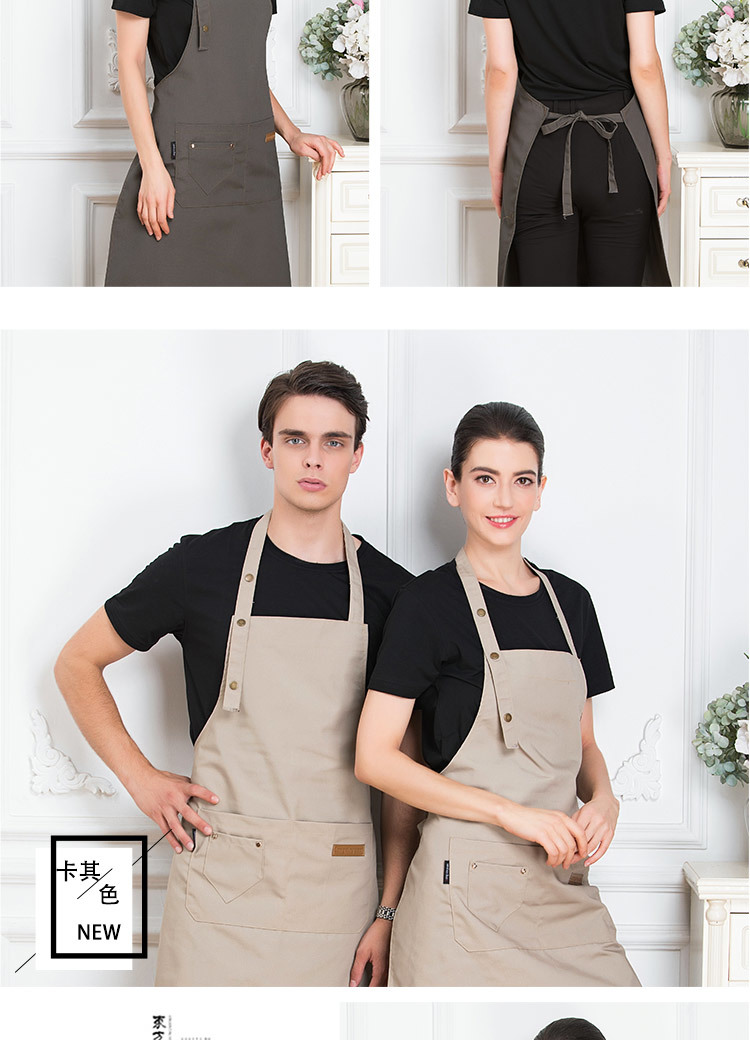 Canvas three-button adjustable supermarket milk tea shop halter apron H01-18866