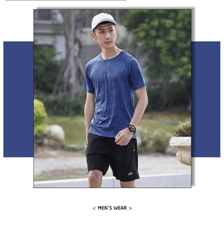 Quick-drying solid color sports round neck short-sleeved T-shirt men KB-8912