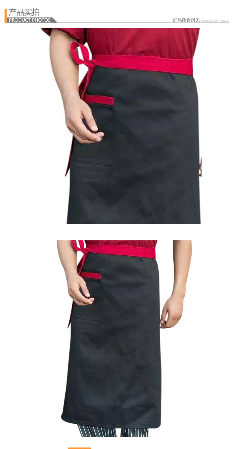 Workwear waterproof kitchen anti-fouling and anti-wear binding half-length apron V01-214