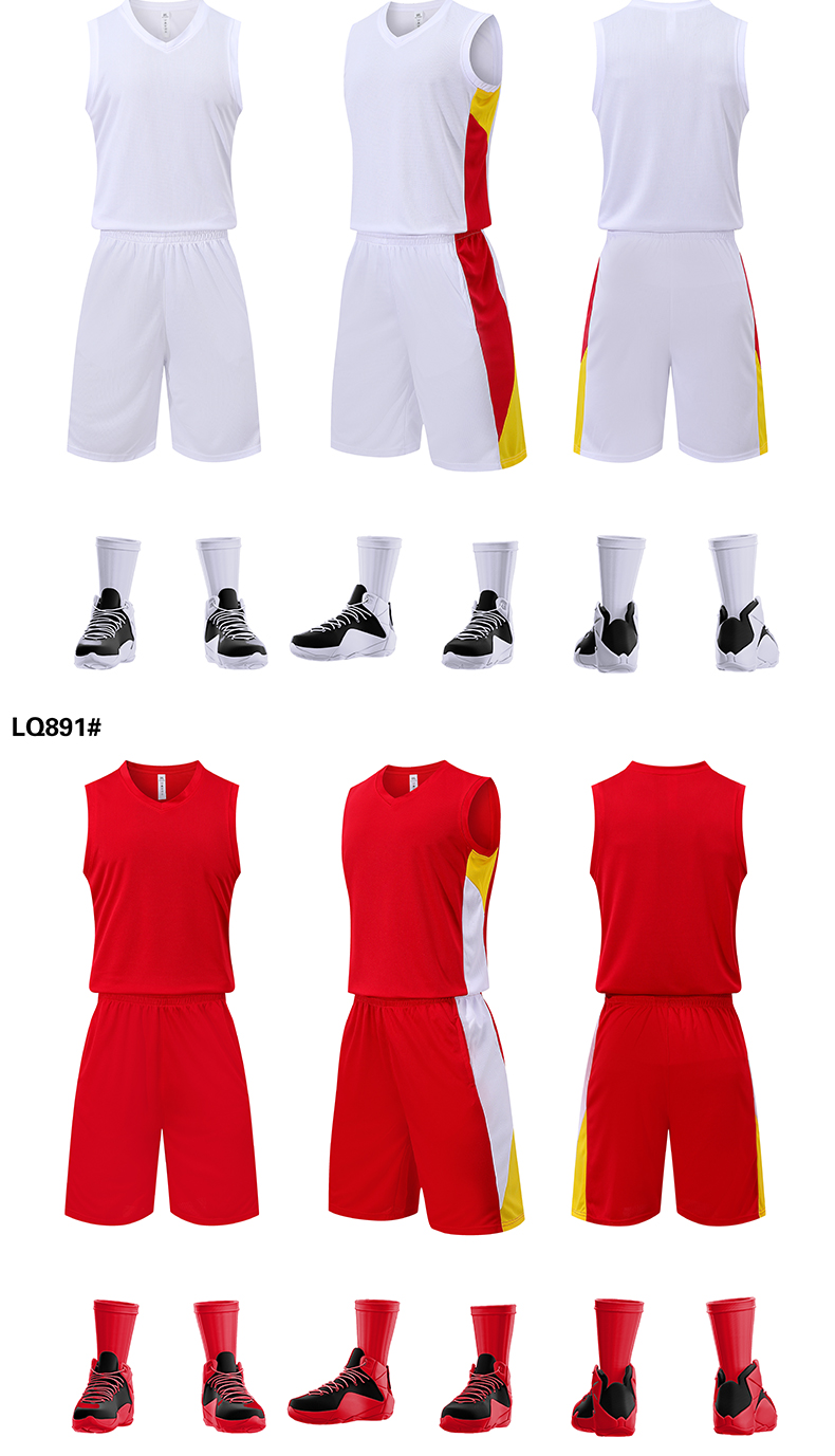 Contrast color breathable sports basketball suit G13-891