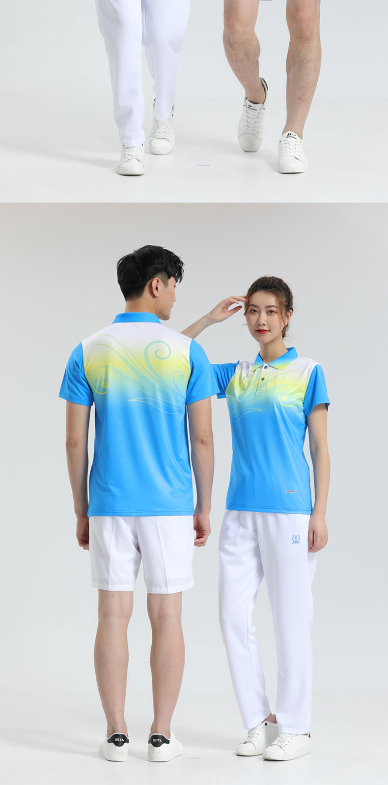 Sports quick-drying lapel short-sleeved training suit general style 110-1809