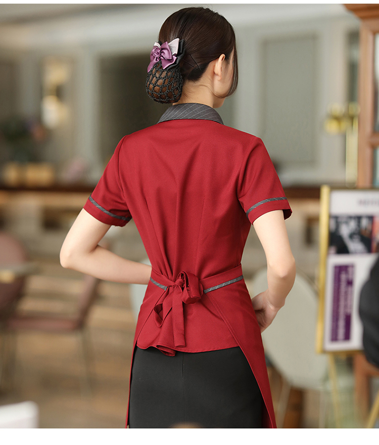 Rabbit collar waiter work clothes apron H02-22LY011-015