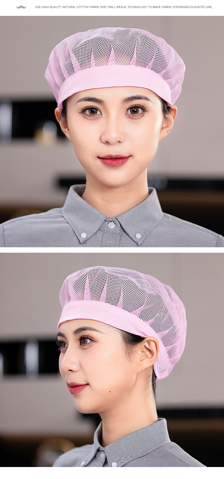 Polyester Korean style wide brim full mesh work cap N01-828-834