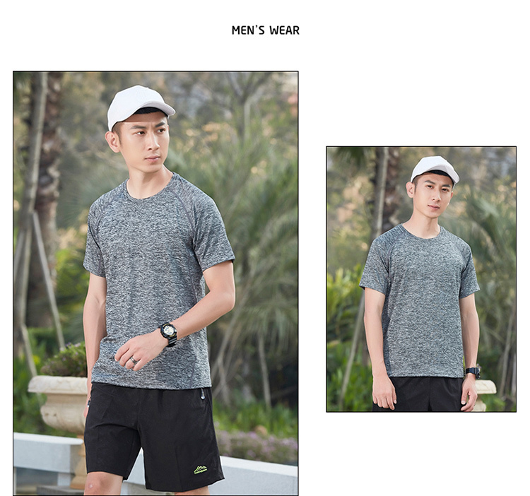 Quick-drying solid color sports round neck short-sleeved T-shirt men KB-8912