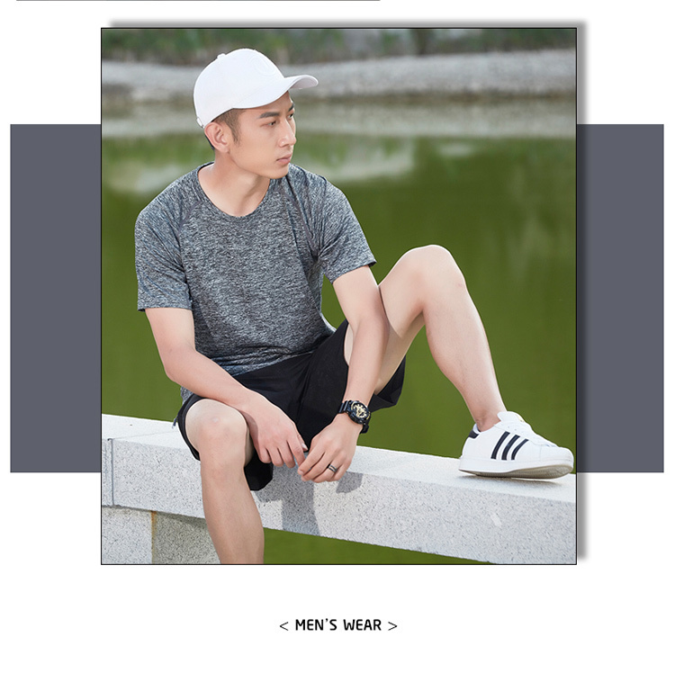 Quick-drying solid color sports round neck short-sleeved T-shirt men KB-8912