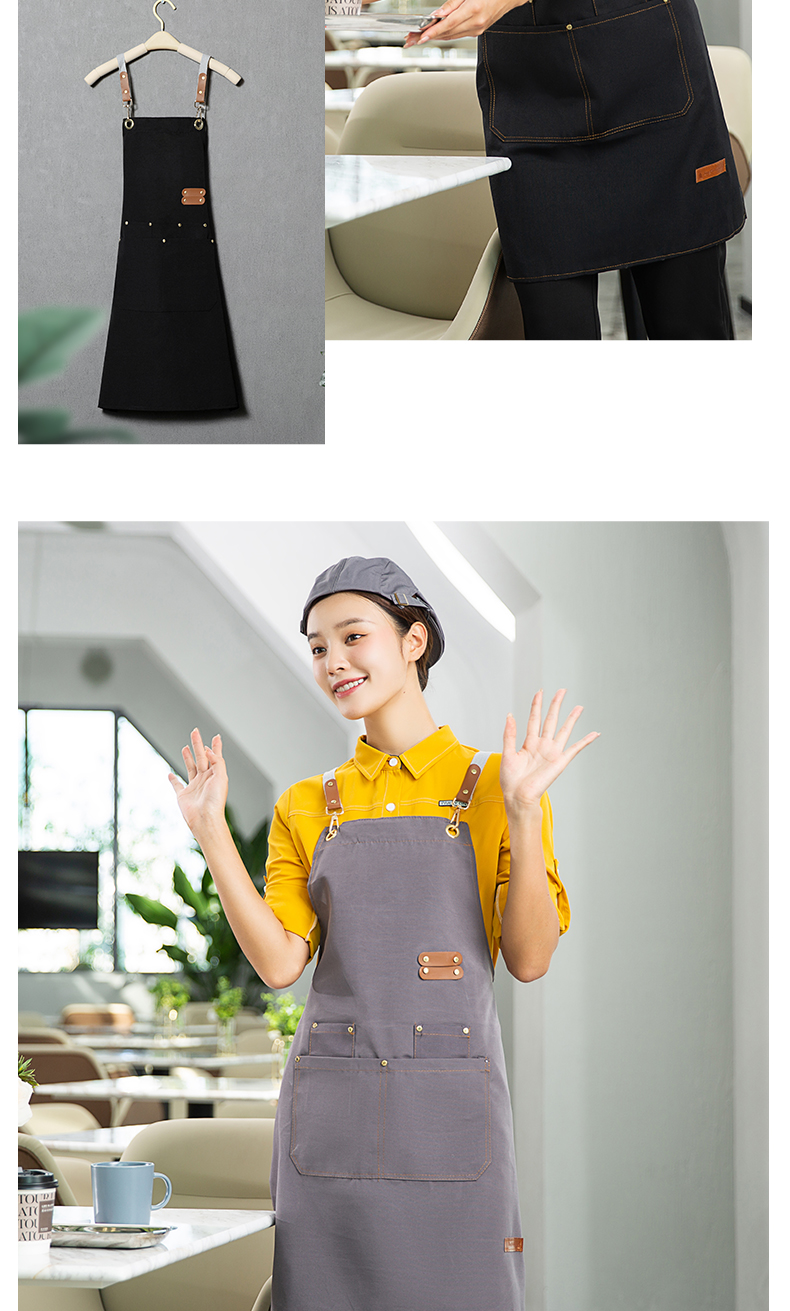 Net celebrity canvas waterproof and dirt-resistant adjustable shoulder apron H20-A21-1932