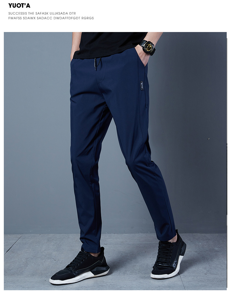 Solid color thin men casual sports trousers KD2-ZY8022