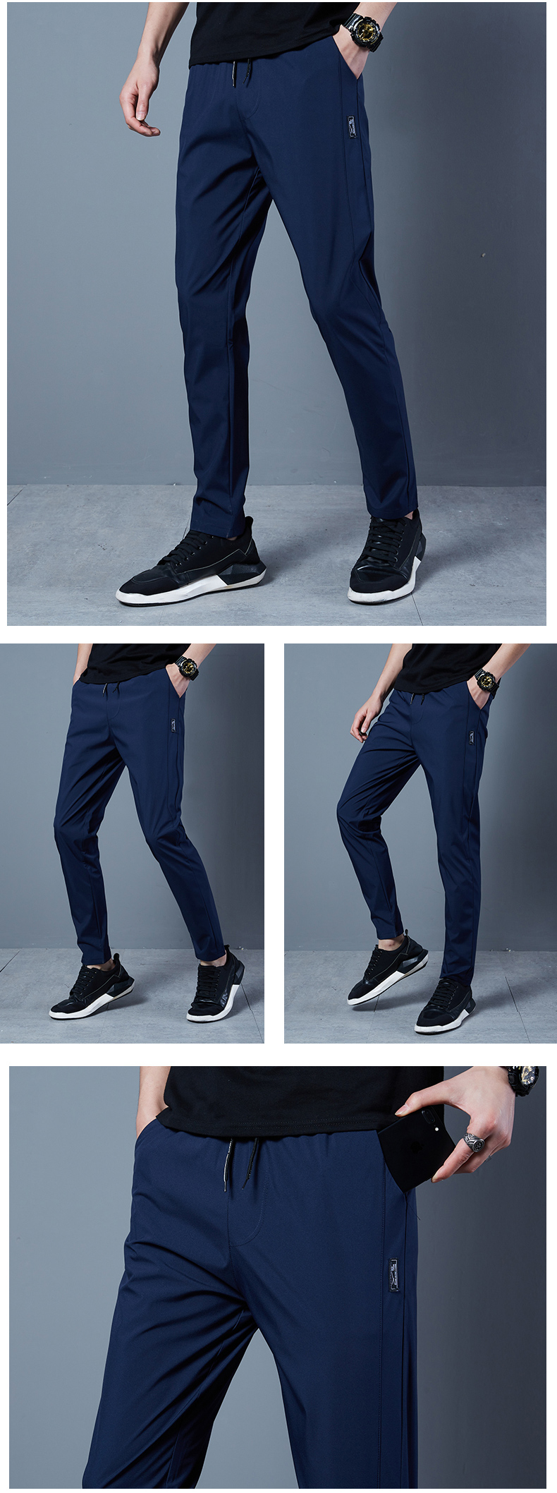 Solid color thin men casual sports trousers KD2-ZY8022