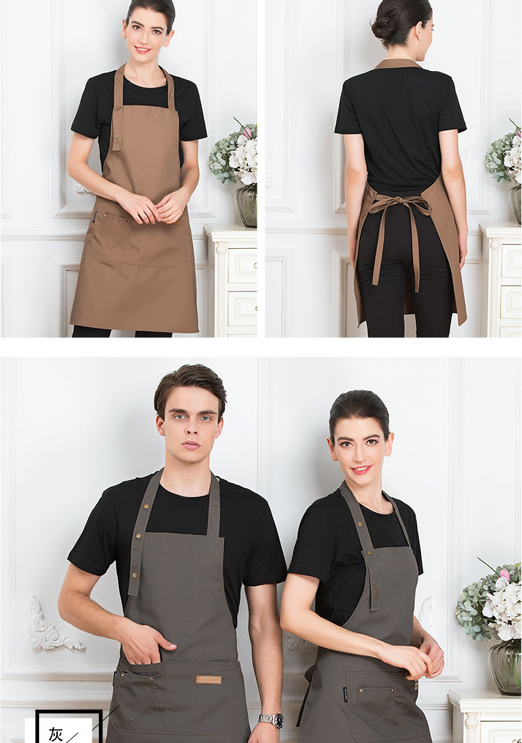 Canvas three-button adjustable supermarket milk tea shop halter apron H01-18866