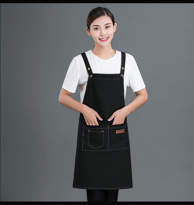 Cotton canvas double buckle adjustable shoulder apron N01-20D338-20D340