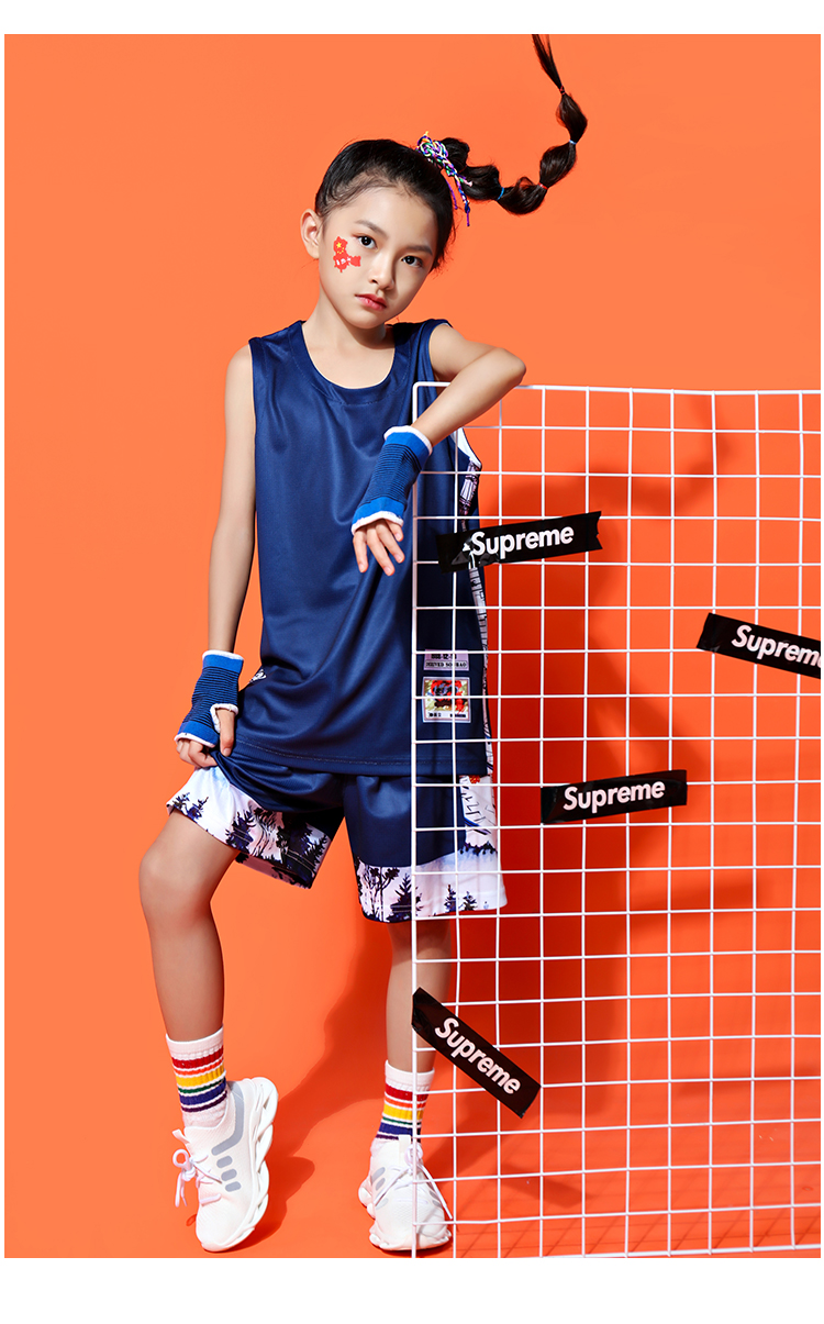 Round neck printed outdoor sports basketball suit 210-B210 children