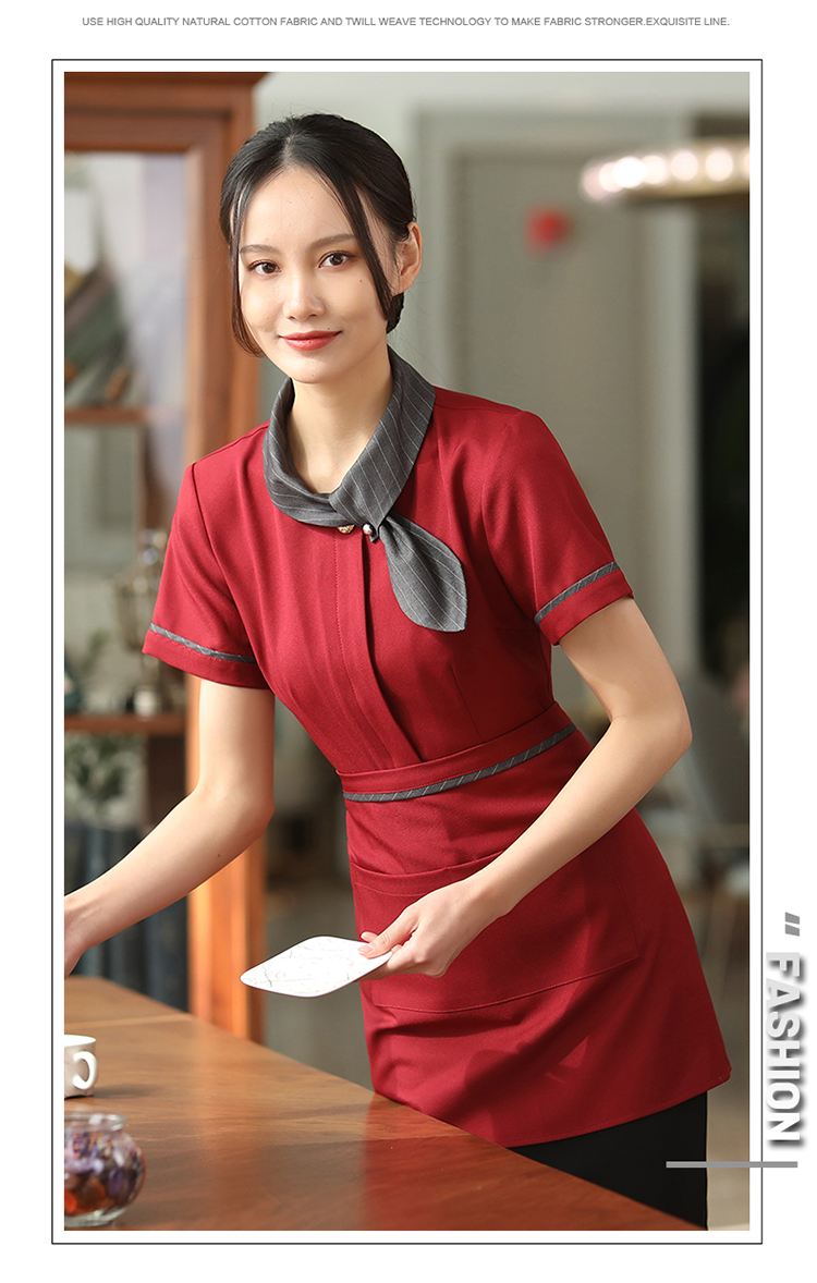 Rabbit collar waiter work clothes apron H02-22LY011-015