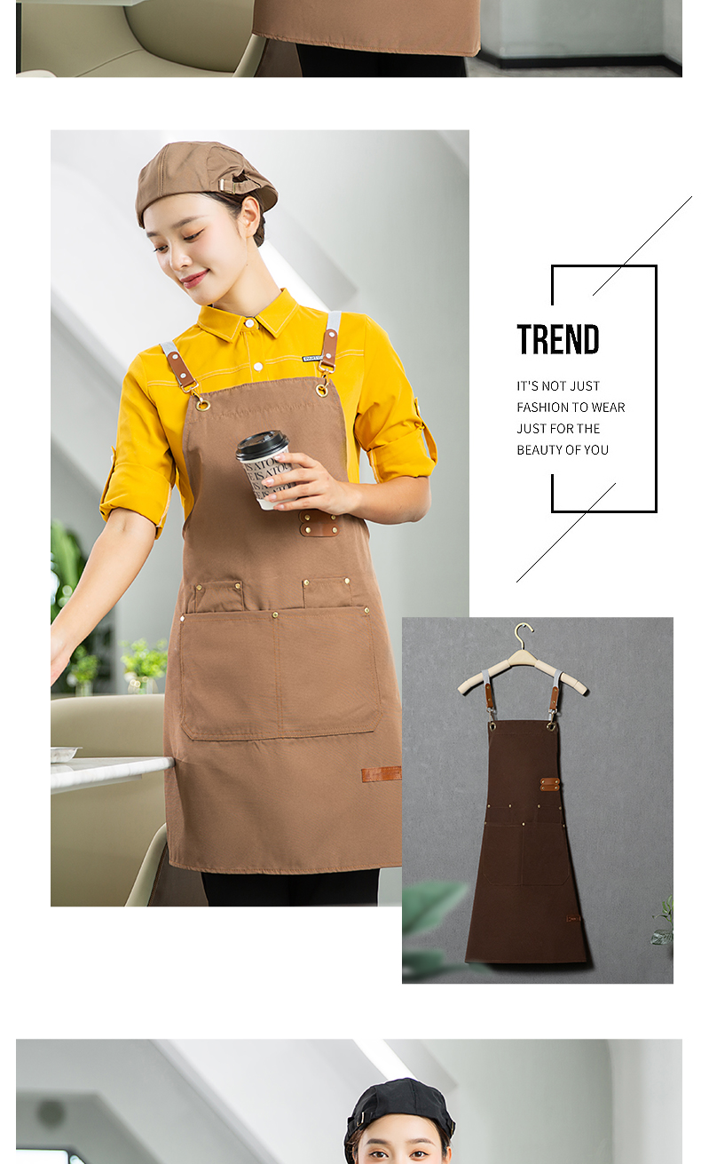 Net celebrity canvas waterproof and dirt-resistant adjustable shoulder apron H20-A21-1932