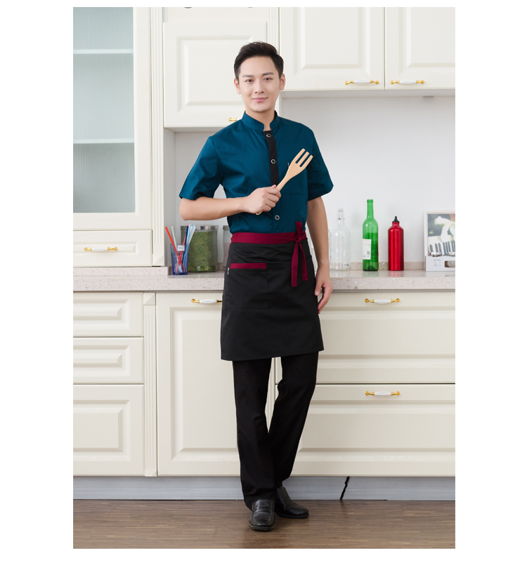 Polyester cotton anti-fouling short half-length apron B02-C0201006