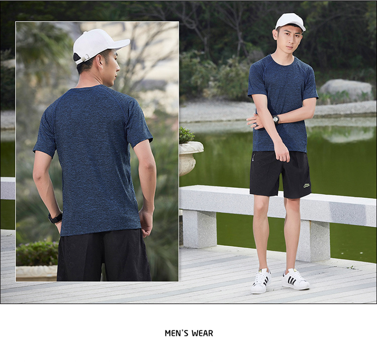 Quick-drying solid color sports round neck short-sleeved T-shirt men KB-8912