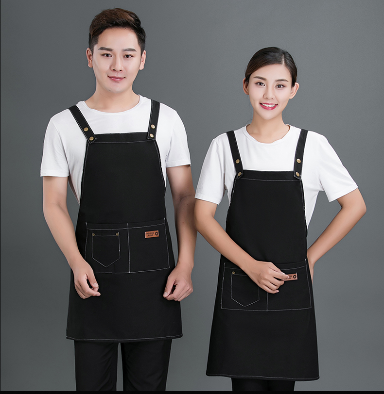 Cotton canvas double buckle adjustable shoulder apron N01-20D338-20D340