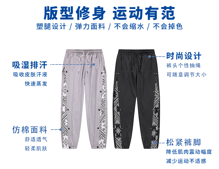 250g imitation cotton straight side button design sports pants (European size) GJ4-C823