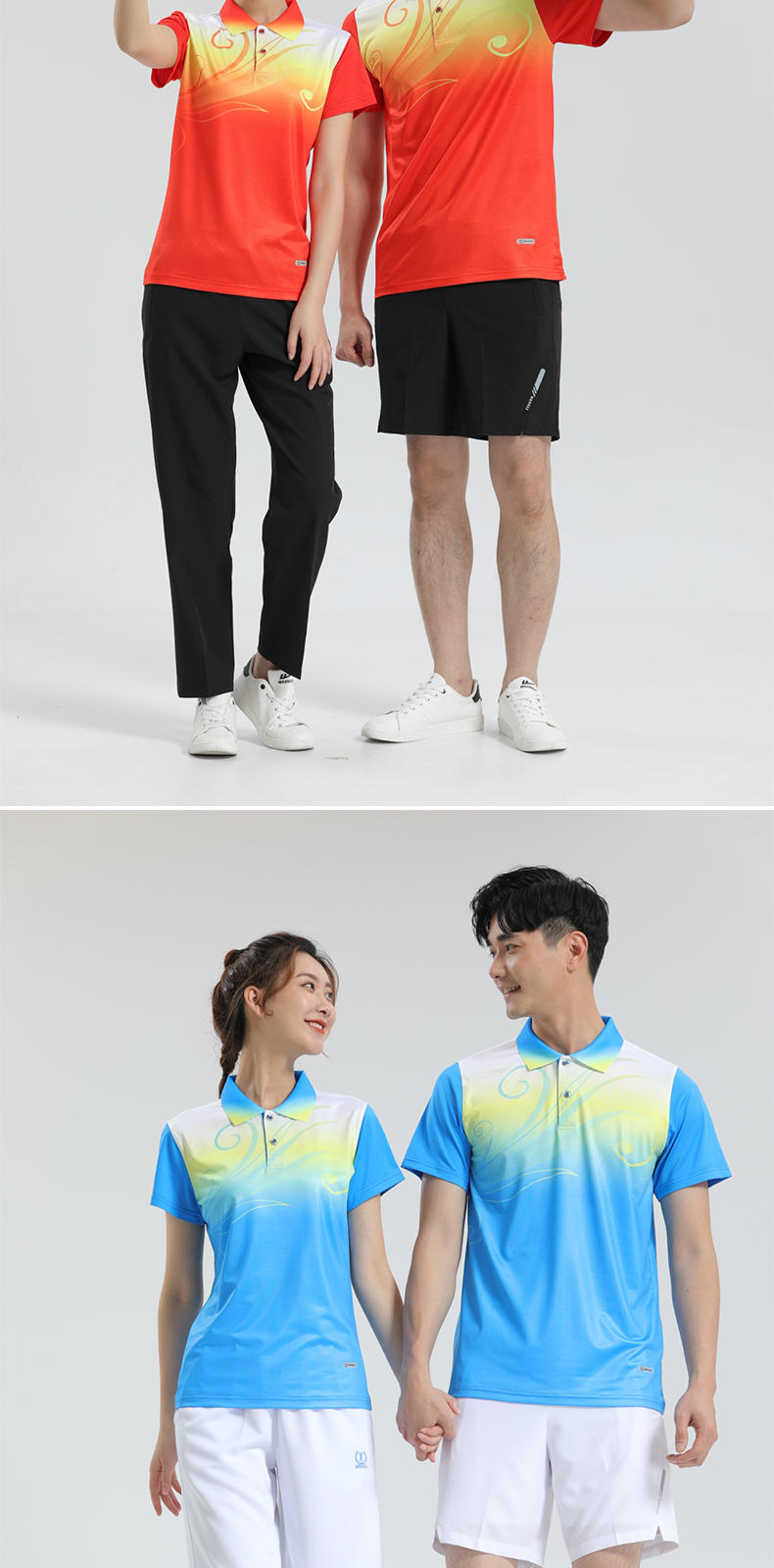 Sports quick-drying lapel short-sleeved training suit general style 110-1809