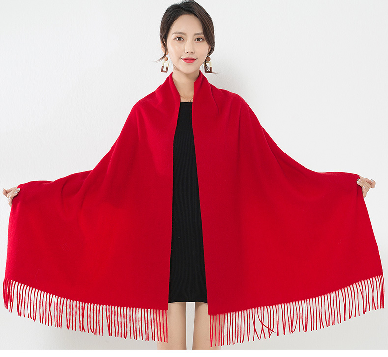 260g China Red Annual Meeting Solid Color Scarf 180-Shanghai Story