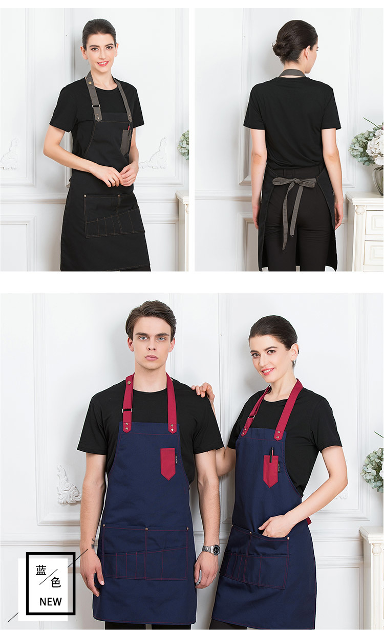 Multi-pocket halter apron H01-18862