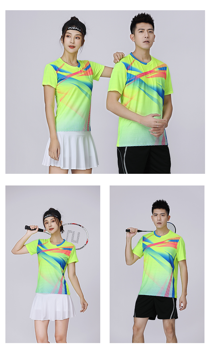 165G spandex polyester spandex Tianxing mesh fabric contrast color badminton suit 120-1834 men top