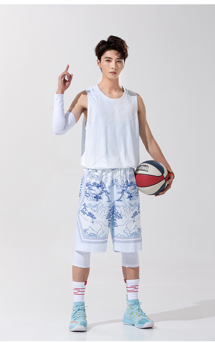 Tie-dyed cracked round neck outdoor sports basketball suit 210-B211 adult