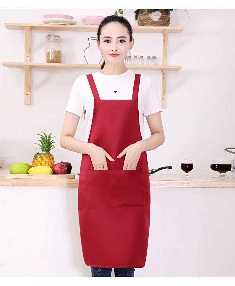 Workwear kitchen anti-fouling, dirt-resistant and wear-resistant suspender apron V01-342