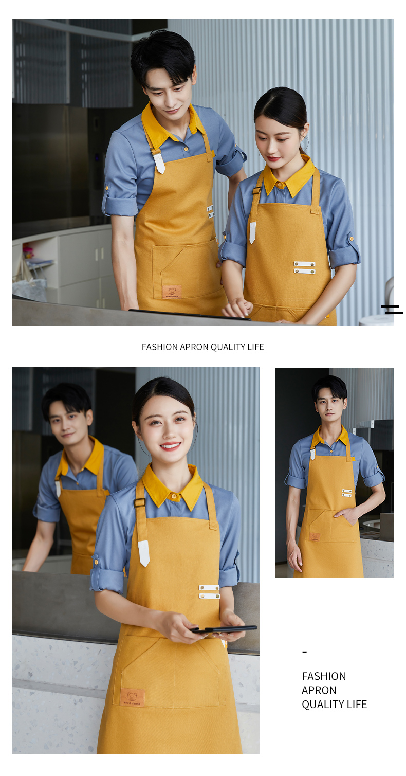 Cotton coarse grain anti-fouling and stain-resistant halter neck apron H15-C2206