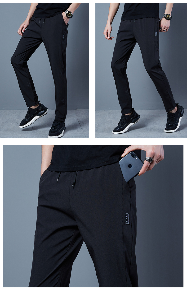 Solid color thin men casual sports trousers KD2-ZY8022