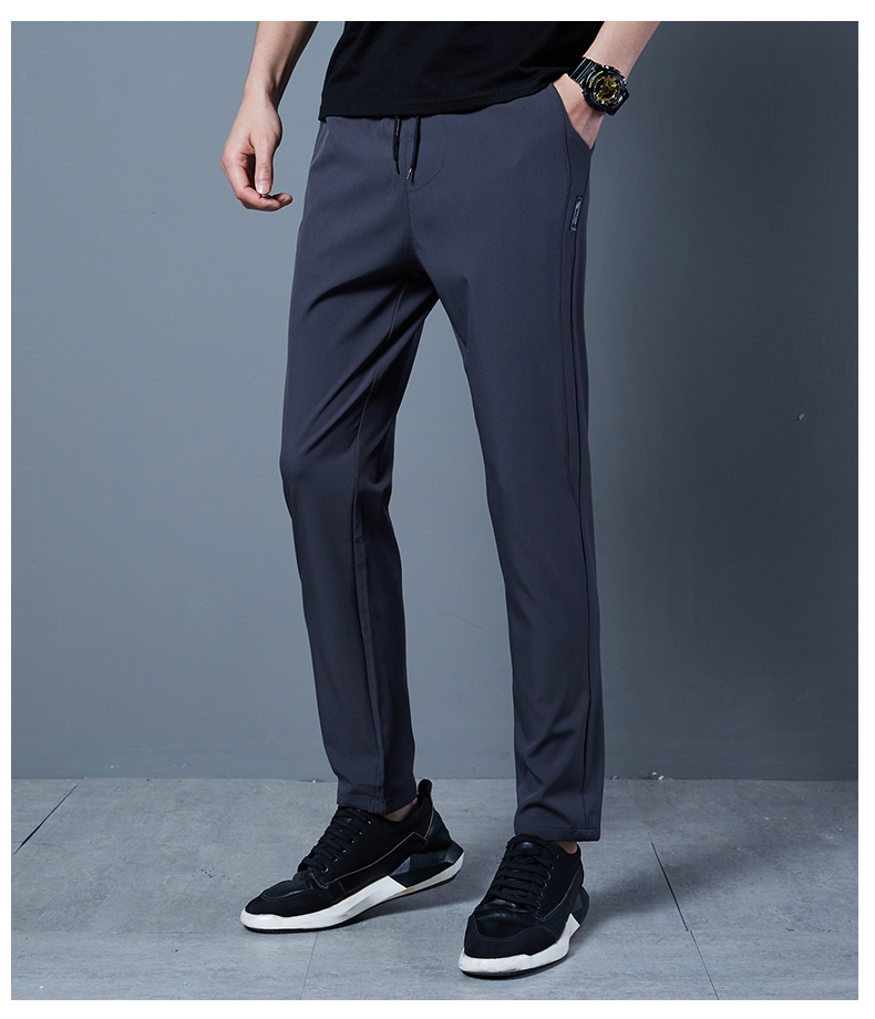 Solid color thin men casual sports trousers KD2-ZY8022