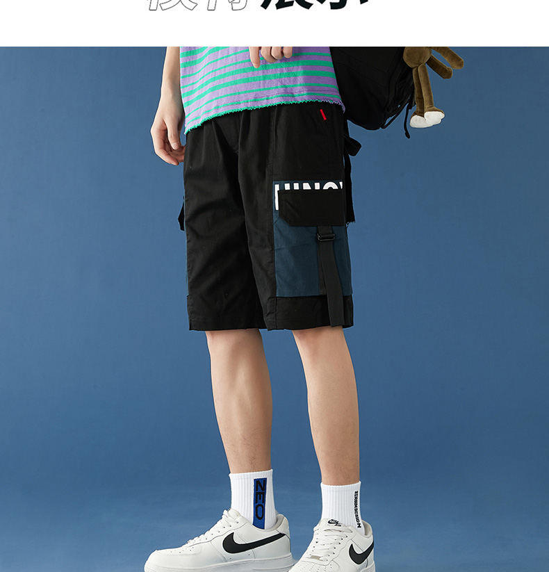 Polyester loose multi-pocket drawstring casual shorts KD3-1308