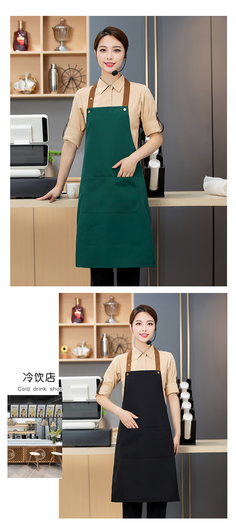 Canvas waterproof halter neck apron H27-01