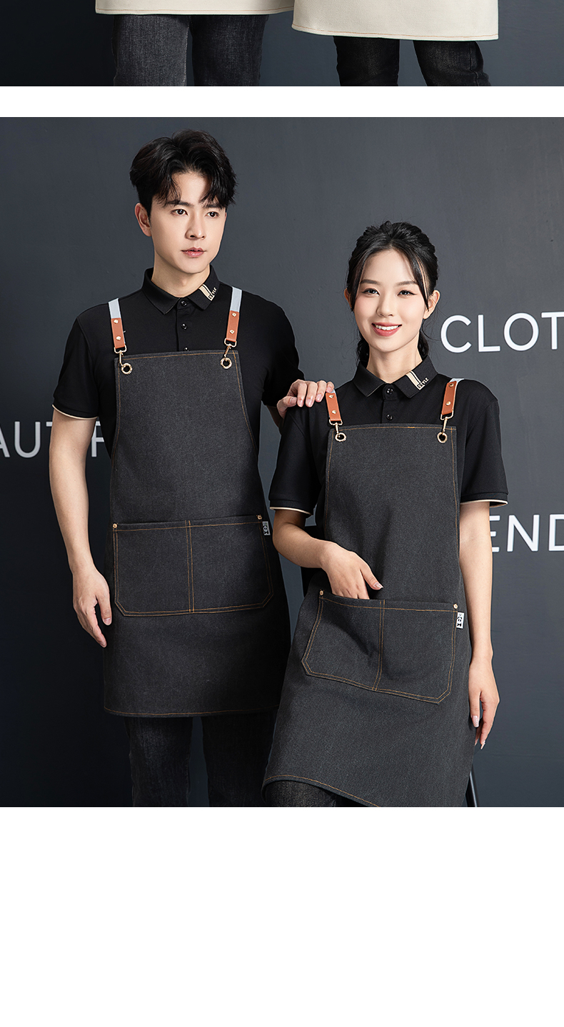 Cross Strap Thickened Pearl Canvas Apron U01-F12