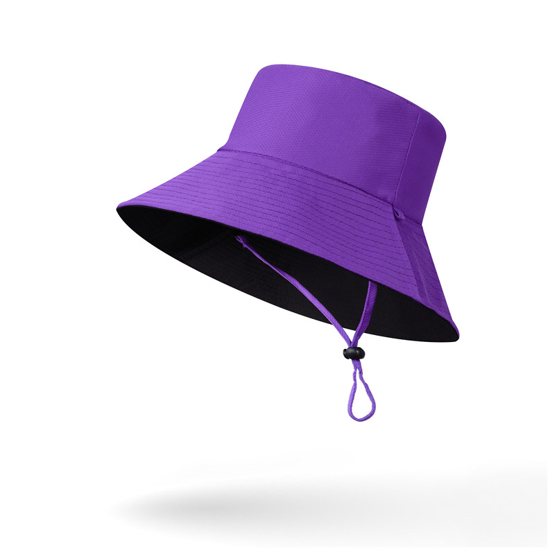 Bucket hat series double-sided large brim sun hat with adjustable windproof rope D27-CZD132