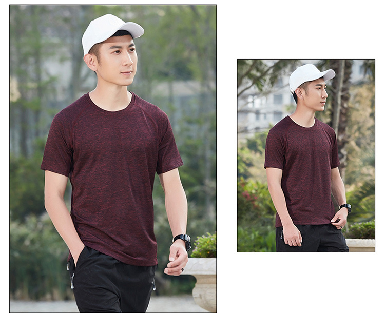 Quick-drying solid color sports round neck short-sleeved T-shirt men KB-8912