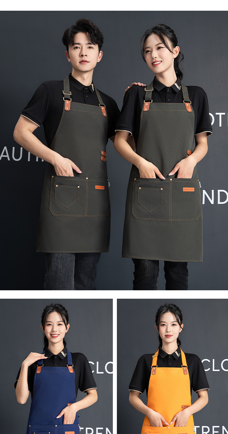 Adjustable halter neck waterproof canvas apron U01-F15