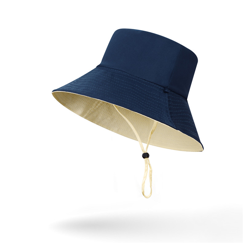 Bucket hat series double-sided large brim sun hat with adjustable windproof rope D27-CZD132