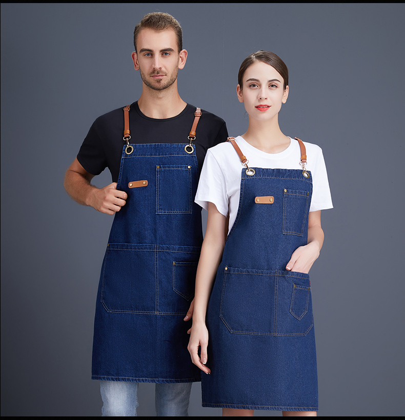 Washed denim shoulder apron N01-20D326-20D329