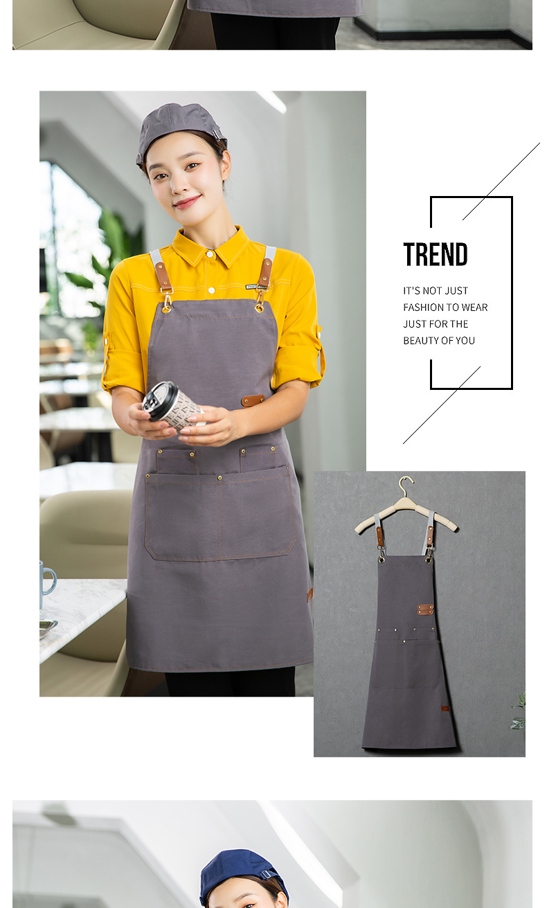 Net celebrity canvas waterproof and dirt-resistant adjustable shoulder apron H20-A21-1932