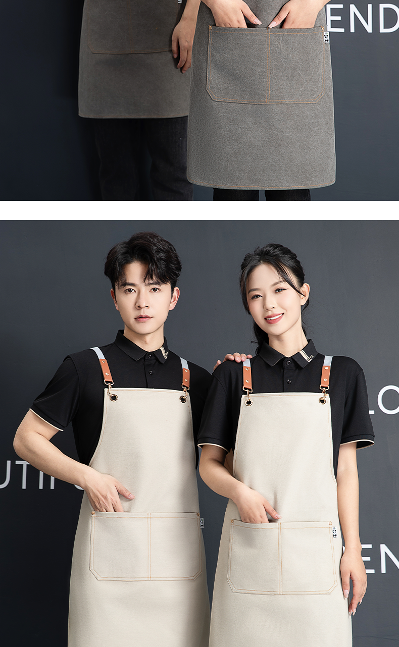 Cross Strap Thickened Pearl Canvas Apron U01-F12