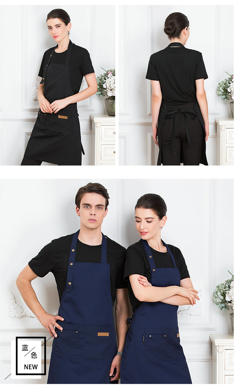 Canvas three-button adjustable supermarket milk tea shop halter apron H01-18866