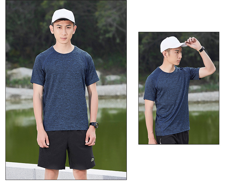 Quick-drying solid color sports round neck short-sleeved T-shirt men KB-8912