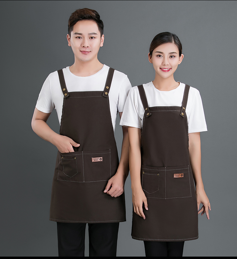 Cotton canvas double buckle adjustable shoulder apron N01-20D338-20D340