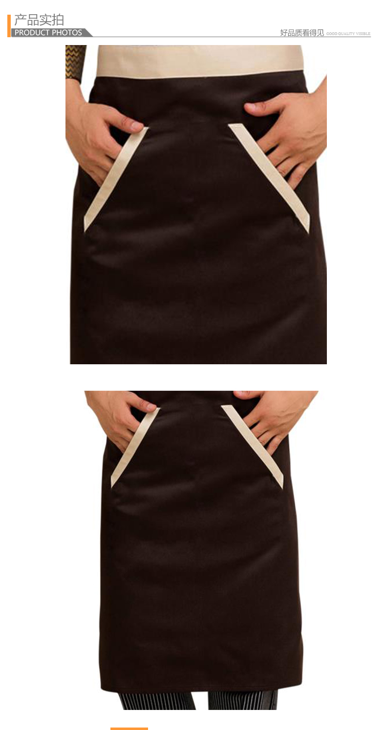 Workwear waterproof kitchen anti-fouling and anti-wear binding half-length apron V01-219