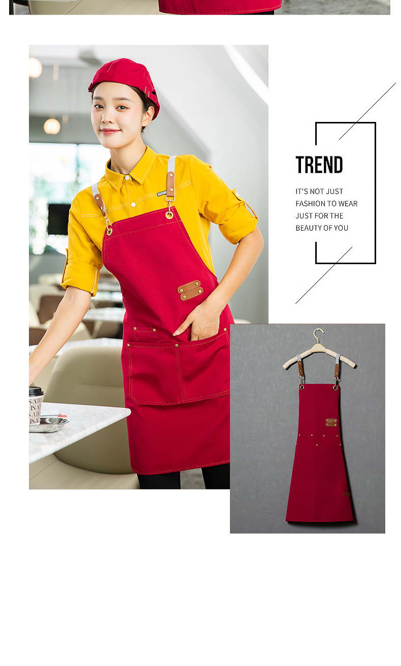 Net celebrity canvas waterproof and dirt-resistant adjustable shoulder apron H20-A21-1932